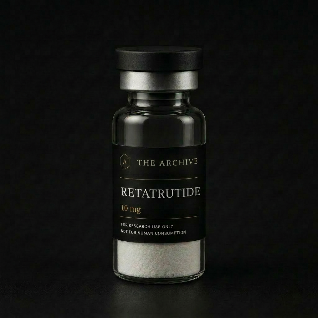 Retatrutide research vial — The Archive